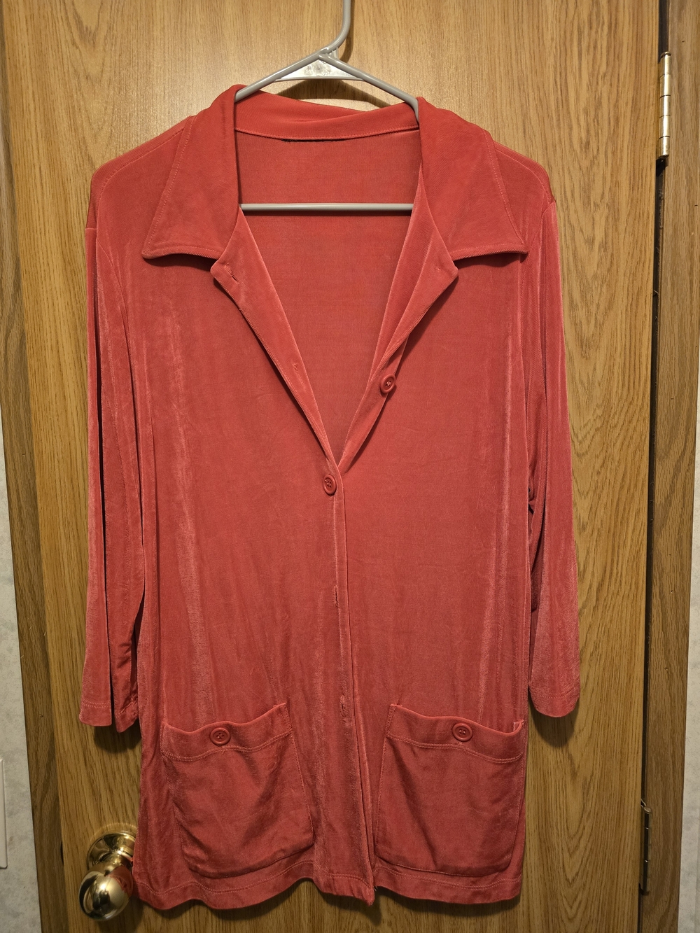 Red Slinky Brand Button Up Shirt with Pockets